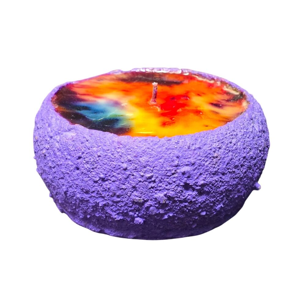 Vintage Wax Works Multi Color Tie-Dye Rainbow Mini Candle